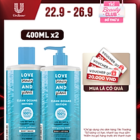 Combo sữa tắm và sữa dưỡng thể Love Beauty And Planet Oceans Edition chăm da mềm mịn Marine Softness 400ml