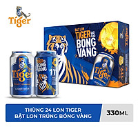 Thùng Bia Tiger 24 Lon (330ml / Lon) (Bật lon Tiger giơ cao bóng vàng)
