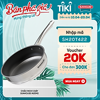 Chảo Inox cao cấp 5 Đáy chống dính siêu bền Sunhouse IN20M2 - Dùng trên mọi loại bếp - Hàng chính hãng