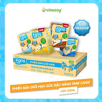 Thùng Sữa đậu nành Fami Canxi mix 4 vị Nguyên Chất, Ít Đường, Phô Mai, Cà Phê (200ml x 36 Hộp)