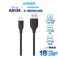 Dây Cáp Sạc Micro USB Anker PowerLine 3.0m - A8134 - Hàng Chính Hãng