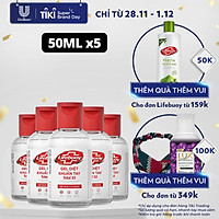 Combo 5 Gel Rửa Tay Khô Sạch Siêu Nhanh Lifebuoy Bảo Vệ Vượt Trội 10 (Chai Nắp 50ml)
