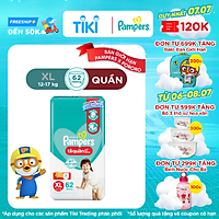 Tã/ Bỉm Quần PAMPERS Giữ Dáng Gói Cực Đại Size M(74 miếng, 7-12kg)/ L(68 miếng, 9-14kg)/ XL (62 miếng, 12-17kg)/ XXL (56 miếng, 15-25kg), Chống Xệ
