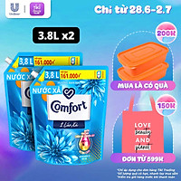 Combo 2 túi Nước Xả Vải Comfort Giữ Màu & Bền Vải Một Lần Xả Hương Ban Mai, túi 3.8L