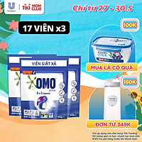 Combo 3 Túi Viên Giặt Quần Áo 3 Trong 1 Omo Cho Máy Giặt Cửa Trước Và Cửa Trên Bền Màu Công Nghệ Anh Quốc 17 Viên