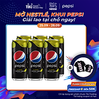 Lốc 6 Lon Nước Uống Có Gaz Pepsi Vị Chanh Không Calo (320ml/Lon)