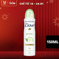 Xịt Khử Mùi Dove Go Fresh Dưỡng Da Sáng Mịn - Dưa Leo & Trà Xanh (150ml)
