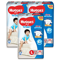 Combo 3 Gói Tã Dán Huggies Dry Gói Cực Đại L68 (68 Miếng) - Bao Bì Mới