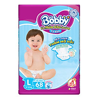 Tã Dán Bobby Siêu Mỏng Thấm Gói Siêu Lớn L68 (68 Miếng)