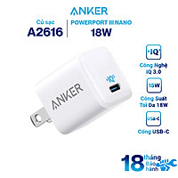 Adapter Sạc 1 Cổng Anker 18W / 20W PowerPort III Nano Tích Hợp PowerIQ 3.0 - Hàng Chính Hãng