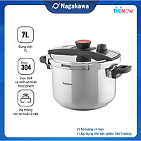 Nồi Áp Suất Đáy Từ Đa Lớp Nagakawa NAG1473 (7L) - Lòng Nồi Inox 304, Van Kép 3 Cấp An Toàn