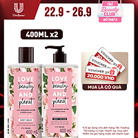 Combo sữa tắm và sữa dưỡng thể Love Beauty And Planet Làm Sáng Da Majestic Glow với 100% tinh dầu hoa hồng Bulgaria 400ml