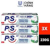 Combo 3 Kem đánh răng P/S Bảo Vệ 123 Baking Soda - Hương Thảo 230g giúp làm trắng răng tự nhiên