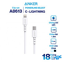 Dây Cáp Sạc USB-C to Lightning Chuẩn MFi Cho iPhone Anker PowerLine Select A8612 0.9m / A8613 1.8m - Hàng Chính Hãng
