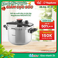 Nồi Áp Suất Đáy Từ Đa Lớp Nagakawa NAG1473 (7L) - Lòng Nồi Inox 304, Van Kép 3 Cấp An Toàn