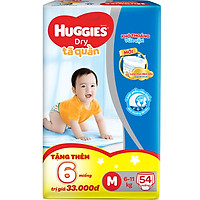 Tã Quần Huggies Dry Gói Đại M54 (54 Miếng) - Bao Bì Mới
