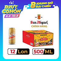 Thùng 12 Lon Bia SAN MIGUEL Pale Pilsen 500 ml