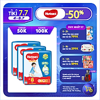 Combo 3 gói Tã Quần Huggies Dry Tràm Trà Tự Nhiên Gói Cực Đại + Tặng 8 miếng