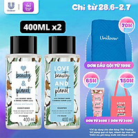 Combo Dầu Gội & Dầu Xả Love Beauty & Planet Dưỡng Chắc Khỏe Bồng Bềnh Volume & Bounty, 100% Dừa Tươi, Hoa Mimosa 400ML