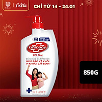 Sữa tắm 850g Lifebuoy Sạch khuẩn Bảo vệ khỏi 99.9% vi khuẩn gây bệnh tốt nhất Bảo vệ vượt trội 10 Mạnh mẽ với thành phần chứa ion Bạc+ hỗ trợ cùng đề kháng da tự nhiên