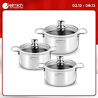 Bộ Nồi Inox 3 Lớp Đáy Liền Elmich Trimax Classic 2106OL Size 18,20,24cm
