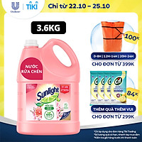 Chai Nước Rửa Chén 3.6kg Sunlight Mềm Dịu Không hại da tay Hương Bưởi & Hoa Anh Đào Thành phần làm sạch 100% từ gốc thực vật
