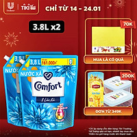 Combo 2 túi Nước Xả Vải Comfort Giữ Màu & Bền Vải Một Lần Xả Hương Ban Mai, túi 3.8L