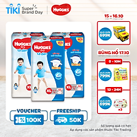 Combo 3 Gói Tã Dán Huggies Dry Gói Cực Đại XL62 (62 Miếng) - Bao Bì Mới