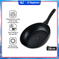 Chảo Sâu Lòng NAG2852 Đáy Từ 5 Lớp Chống Dính Cao Cấp Nagakawa (28cm) - Dùng Trên Mọi Loại Bếp - Hàng Chính Hãng