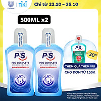 Bộ 2 Nước súc miệng P/S Pro Complete Bảo vệ tối ưu 500ml giúp kháng khuẩn 99.9% không chứa cồn