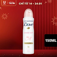 Xịt khử mùi Dove Powder Soft Hương phấn thơm Dưỡng da Sáng mịn dành cho nữ, 150ml