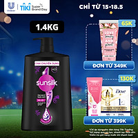 Dầu gội Sunsilk Óng Mượt Rạng Ngời 1.4kg giúp tóc chắc khoẻ, bóng mượt với Bồ Kết, dầu Hạnh Nhân, Protein Gạo Đen và Vitamin E
