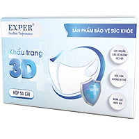 Khẩu Trang Kháng Khuẩn 3D EXPER hộp 50 cái. Sản phẩm khẩu trang 3D cao cấp tai vải công nghệ Nhật giúp đeo êm ái và không đau tai nhiều màu