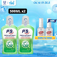 Combo 2 Nước Súc Miệng P/S Trà Xanh Zinc Mineral Không Cồn Không Cay Rát Kháng Khuẩn 99.9% Hơi Thở Thơm Mát 500Ml/Chai