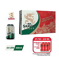 Thùng 24 Lon Bia Sài Gòn Lager 330ml