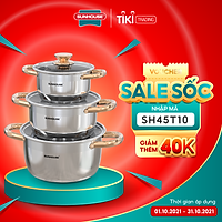 Bộ Nồi 5 Đáy Cao Cấp Núm Vàng Sunhouse SH781