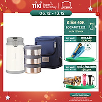 Bộ Hộp Cơm Giữ Nhiệt Lock&Lock Easy Carry 2L LHC8039 Có Túi (1 Hộp 720ml, 2 Hộp 420ml Kèm 1 Bộ Muỗng Và Nĩa)