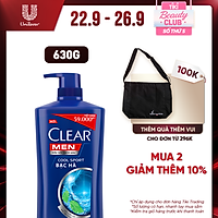 Dầu Gội Đầu Cho Nam Clear Men Cool Sport Bạc Hà Đánh Bay Gàu, Ngứa Và Vi Khuẩn Mát Lạnh Cực Đỉnh Suốt Ngày Dài 630g