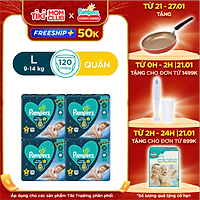 Thùng 4 Tã Quần Pampers Ngon Giấc L30/XL26/XXL22 - Tặng chảo Sunhouse 18cm