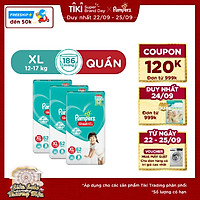 Combo 3 Tã Quần Pampers Giữ Dáng Mới Gói Cực Đại M74/L68/XL62/XXL56 - XL186