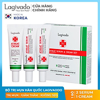 Bộ ba kem dưỡng ngăn ngừa mụn, giảm mụn viêm Lagivado Atreat Cream 30g và serum ngừa thâm, không để lại sẹo 60 ml