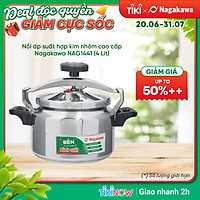 Nồi áp Suất Cơ Nagakawa NAG1441 (4 Lít) - Làm Bằng Hợp Kim Nhôm Cao Cấp Siêu Bền - Dùng Với Bếp Gas, Bếp Hồng Ngoại - Hàng Chính Hãng