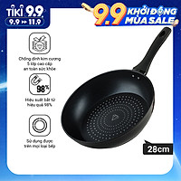 Chảo Sâu Lòng NAG2852 Đáy Từ 5 Lớp Chống Dính Cao Cấp Nagakawa (28cm) - Dùng Trên Mọi Loại Bếp - Hàng Chính Hãng