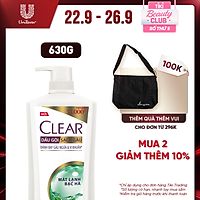 Dầu Gội đầu Sạch Gàu Clear Mát Lạnh Bạc Hà Đánh Bay Gàu Ngứa Vi Khuẩn 630g