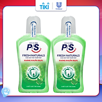 Bộ 2 Nước súc miệng P/S Fresh Naturals Trà xanh thơm mát 500ml giúp kháng khuẩn 99.9% không chứa cồn