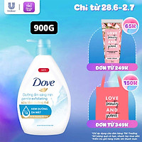 Sữa Tắm Dưỡng Thể Dove Dưỡng Ẩm Sáng Mịn Gentle Exfoliating Với 1/4 Kem Dưỡng Da Mặt 900G