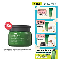 Kem dưỡng cung cấp ẩm từ trà xanh và dầu hạt trà xanh tươi Innisfree Green Tea Seed Cream 50ml - NEW