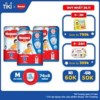 Combo 3 Gói Tã Quần Huggies Dry Gói Cực Đại M74 (74 Miếng) - Tặng 8 miếng
