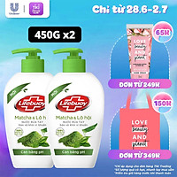 Combo 2 Nước Rửa Tay Lifebuoy Cân Bằng Độ Ph Bảo Vệ Khỏi Vi Khuẩn Và Dưỡng Ẩm Matcha & Lô Hội Chiết Xuất Từ Thiên Nhiên Chai 450g