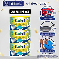 Combo 3 Hộp Viên Rửa Chén Bát (28V/hộp) Sunlight 5 in 1 Cho máy rửa chén bát Công nghệ PureClean không để lại vêt ố